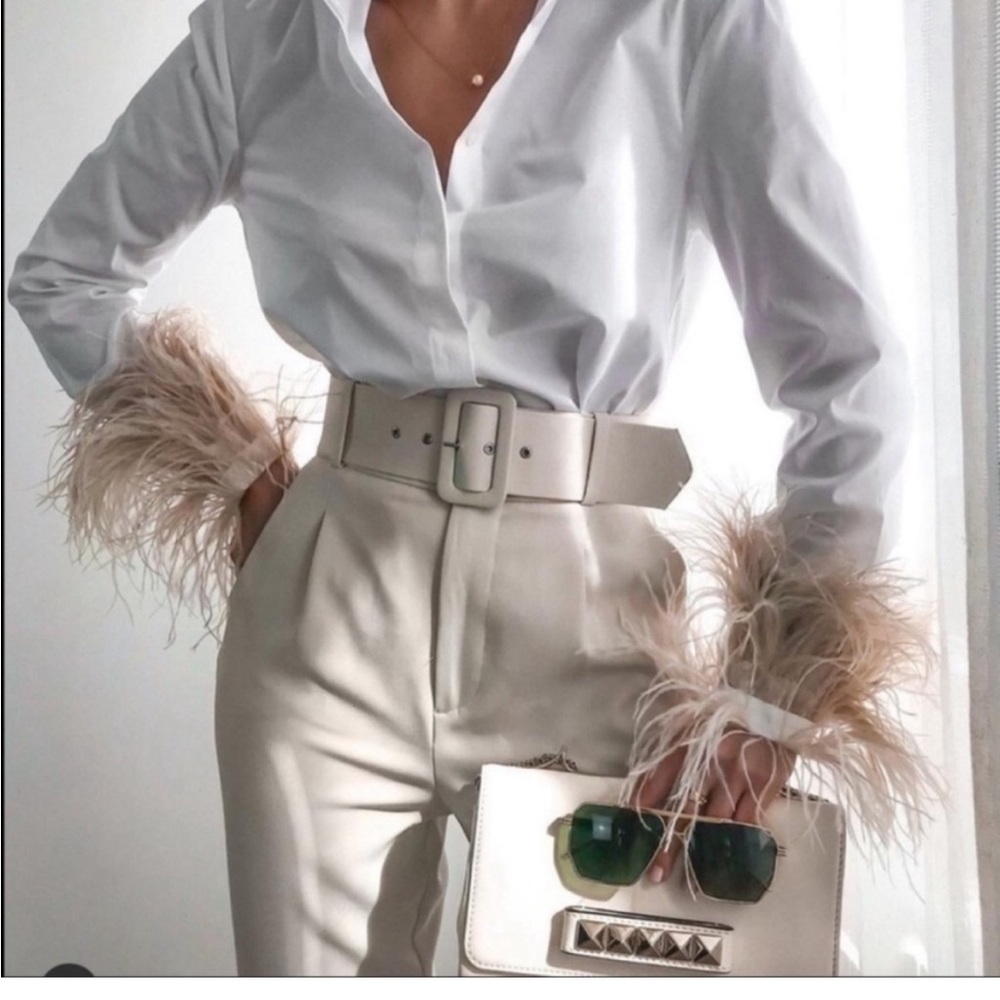 Zara high waisted belted trousers